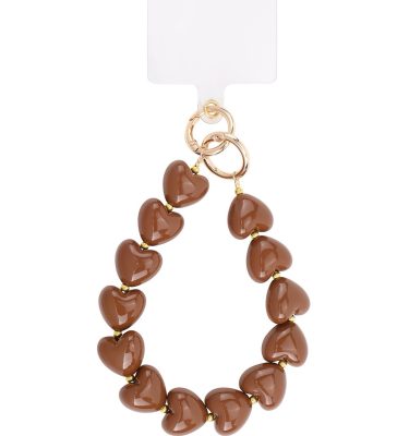 Telefoonkoord | hartjes bruin