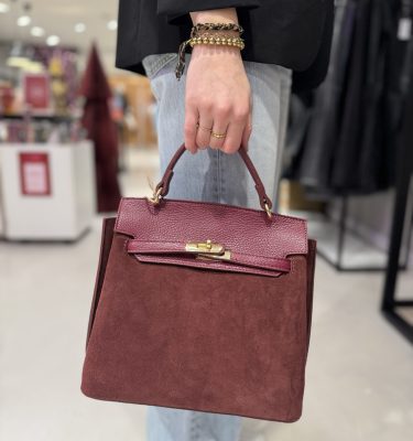 Tas suede bordeaux | groot